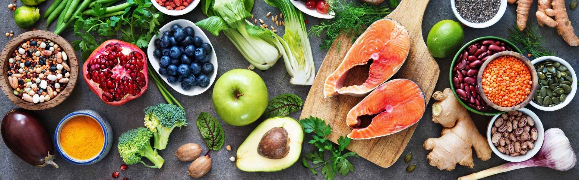 Table Full of Whole Brain-Healthy Foods